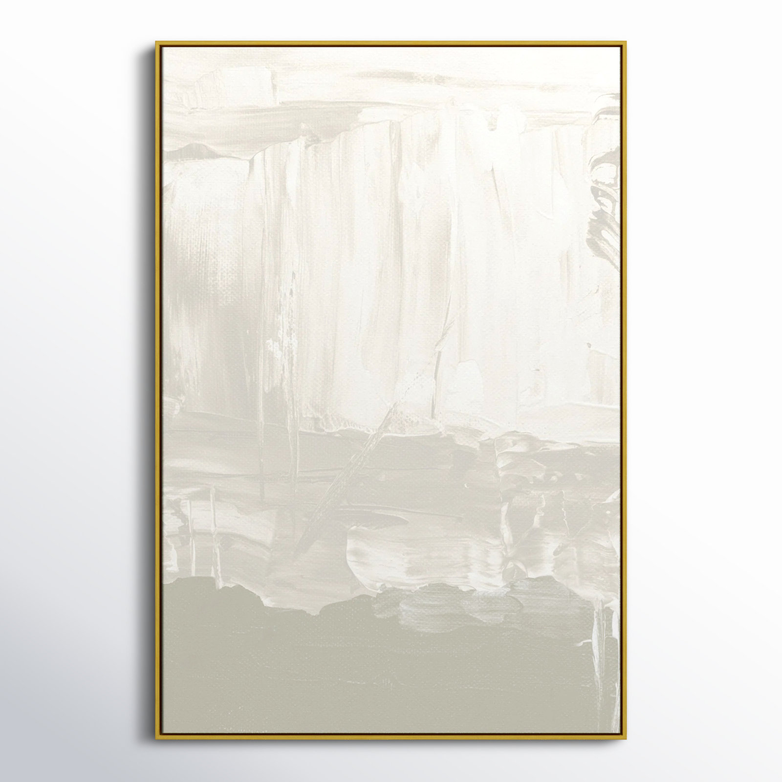 Taupe Abstract - Floater Frame Print on Canvas, 61.5" H x 41.5" W, Gold