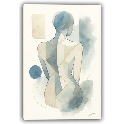 «Geometric Grace - Abstract Watercolor Silhouette», art mural