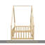 Lit simple en bois en forme de maison avec clôture, garde-corps, naturel-905355586-905355589