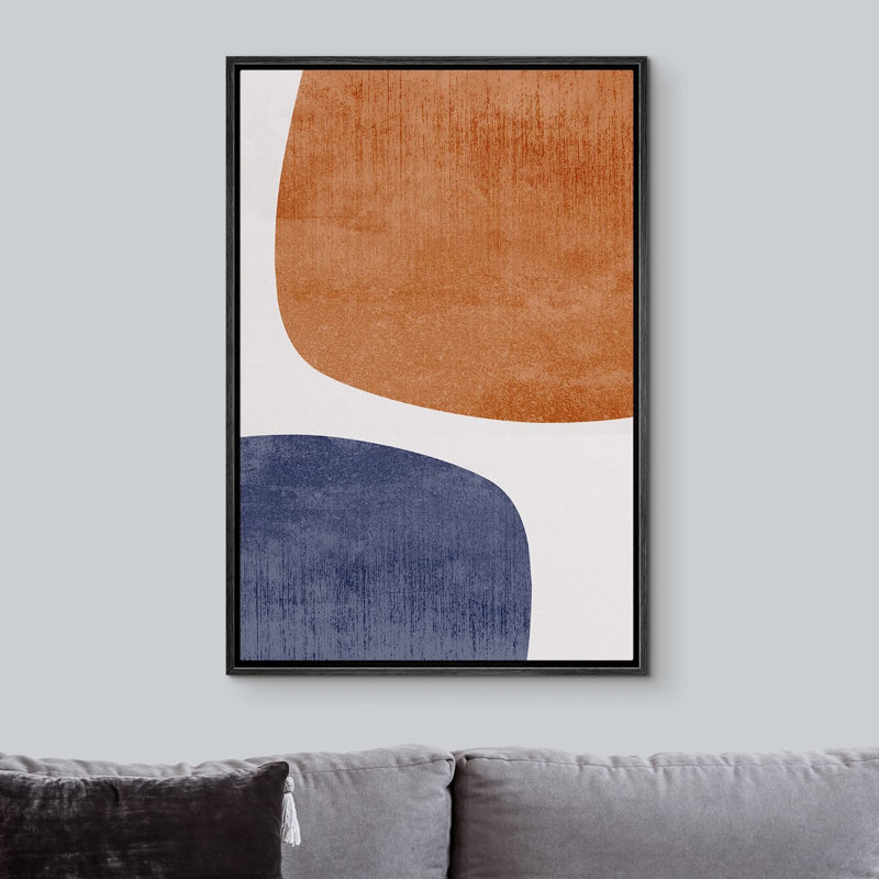 «Mid Century Shape» Mid-Century Pastel Polygon Collage Abstract Shape - Floater Frame, impression sur toile, Noir