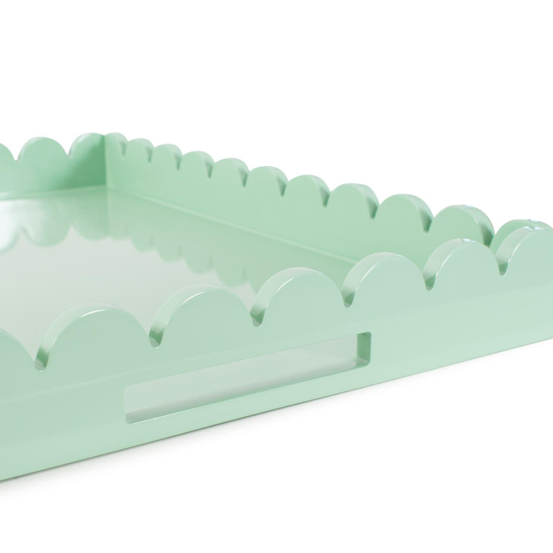 Plateau rectangulaire en bois festonné Hindley, Vert clair