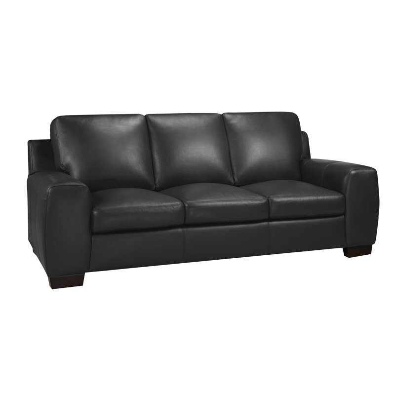 Causeuse Lynsey, Cuir corbeau, H 36 po x l 86 po x P 37 po