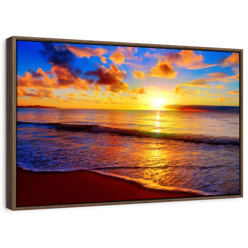 Coucher de soleil Gillard, H 9 po x l 13 po, Cadre flottant noir
