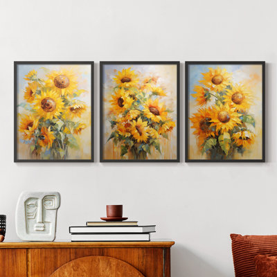 Étude florale CLV -Set de 3 estampes giclées encadrées -Prêt à