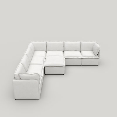 Canapé modulaire à housse modulaire 8 pièces Advant, combinaison libre avec structure en fer léger et repose-pieds Advait
