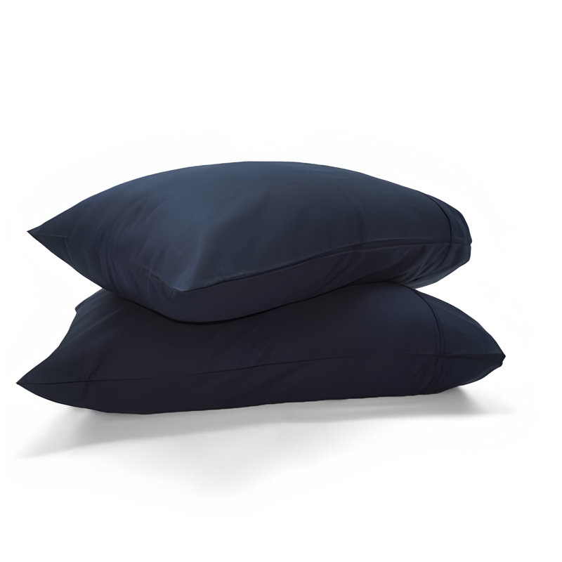 400TC Sateen Cotton Solid Pillowcases (Set Of 2), Navy Blue