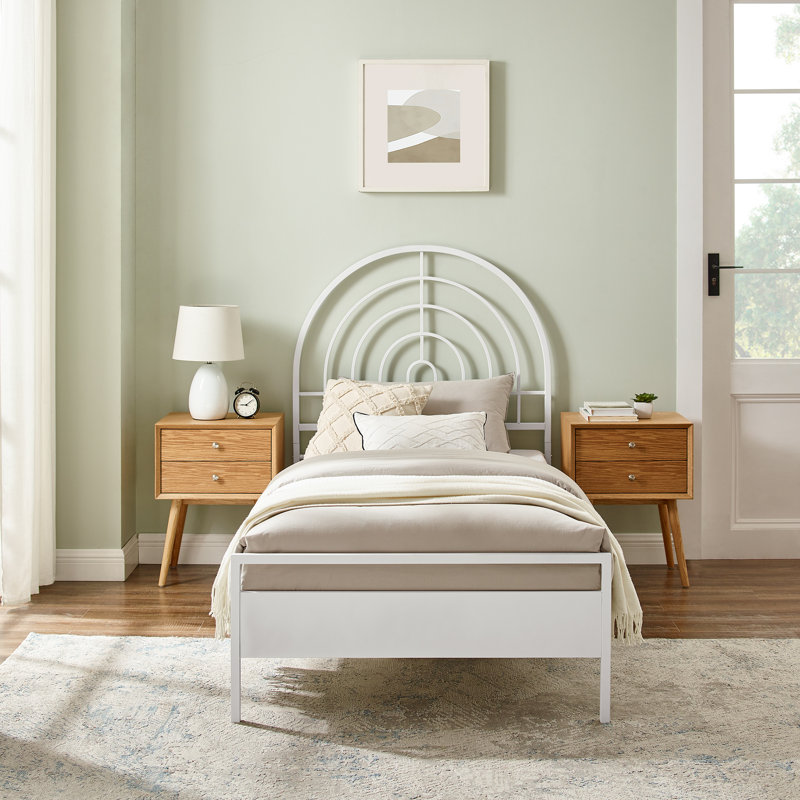 Yosma Metal Arch Twin Platform Bed, White