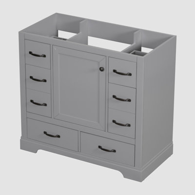 Meuble-lavabo 36 po sans lavabo, base d'armoire seulement, six tiroirs, diviseur de tiroir multifonctionnel, tablette réglable, vert