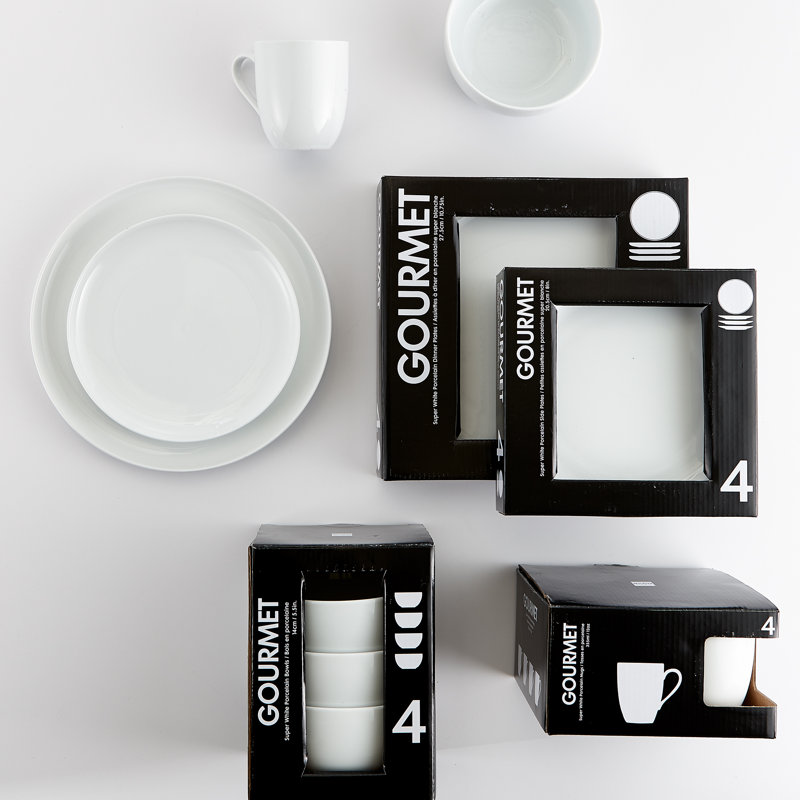 Ensemble de vaisselle de qualité supérieure 4 pièces Super White Couple Gourmet