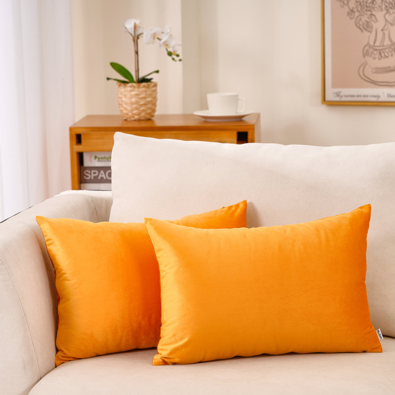 Payson lumbar pillow cover, Orange Yellow, 14" H x 20" W
