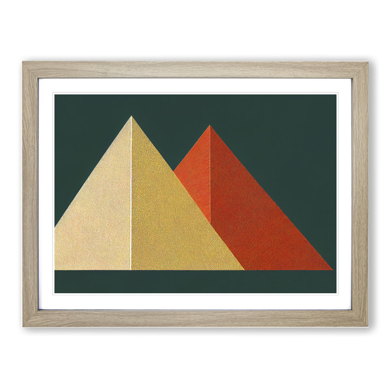 Geometric Pyramids Vol.4 Abstract - Framed Print, 46cm H x 64cm W x 2cm D, Oak