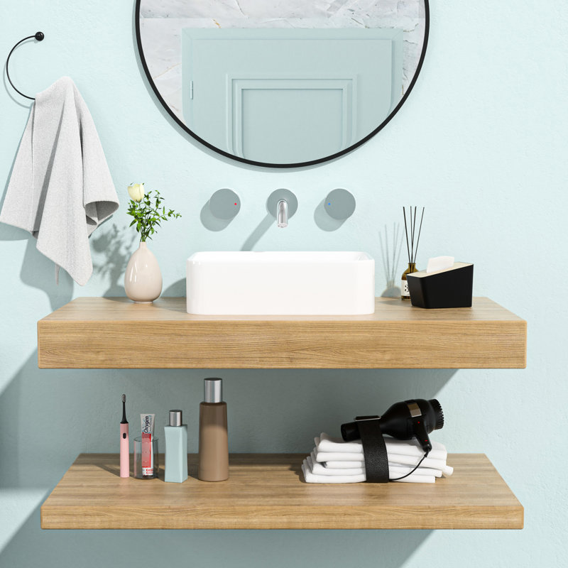 Lavabo de salle de bain rectangulaire en céramique 19 po x 15 po - élégant et gracieux avec une faible résistance à l'absorption d'eau - blanc, tendance contemporaine, facile d'entretien