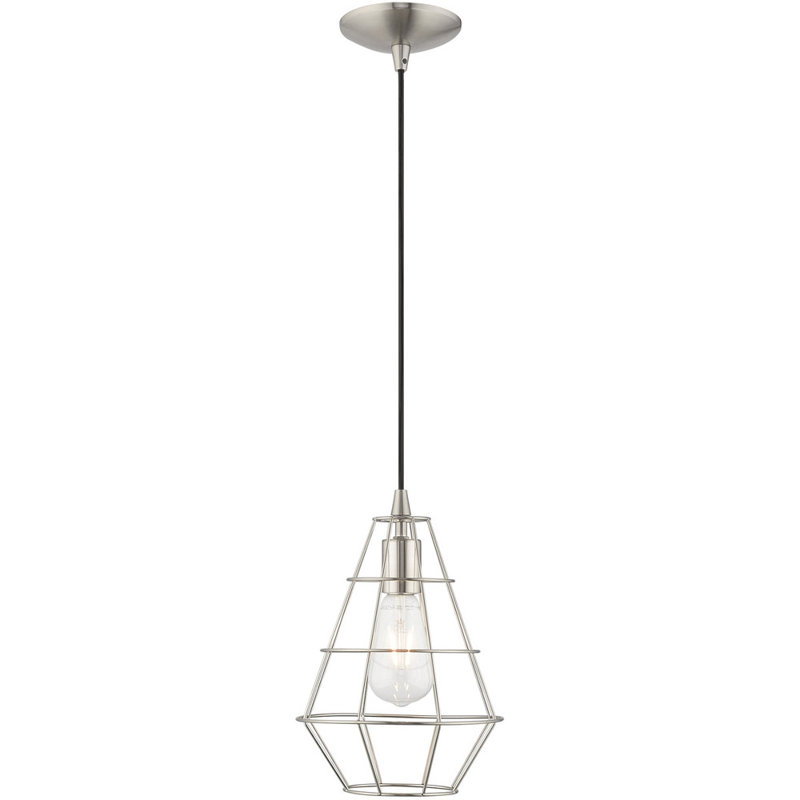Luminaire suspendu sphère 1 lumière, Nickel brossé / noir, Nickel brossé