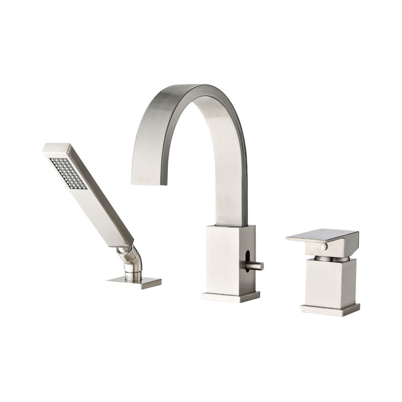 1 Handle Bathroom Roman Tub Faucet with Diverter, Brushed Nickel