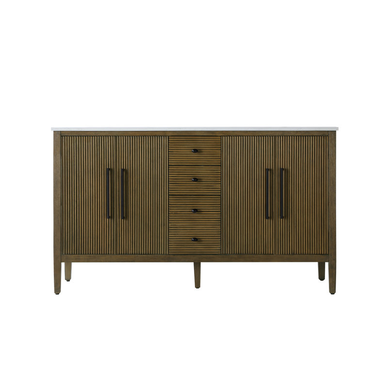 Meuble-lavabo double 60 po, Noisette chêne