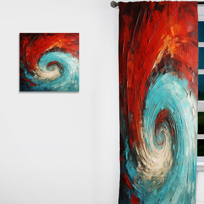 Red Blue Majestic Motion Spiral I - Rideau en velours moderne - obscurcissant - 1 panneau, L 52 po x L 84 po