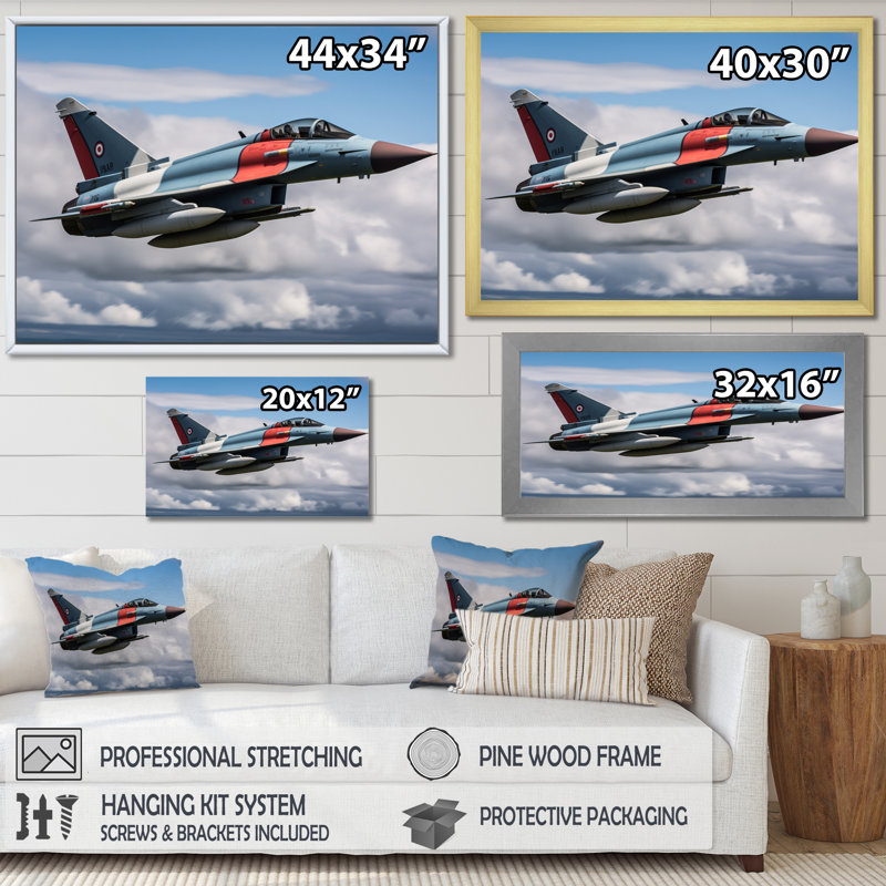 Avion de chasse militaire II sur toile, Toile tendue, H 30 po x l 40 po x P 1,5 po