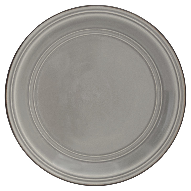 Grey Ceramic Ribbed Dinnerware Set, Service for 4