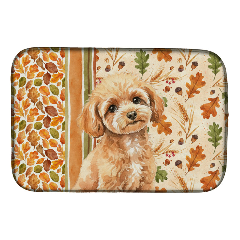 Toy Poodle Heirloom Fall Dish Drying Mat