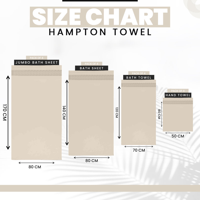 Midweight Bath Towel, Cream, Hand Towel - 4 Pack