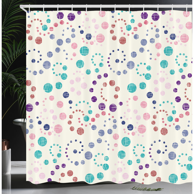 Ceil Blue Grunge Polka Dots Polyester Shower Curtain with Hooks