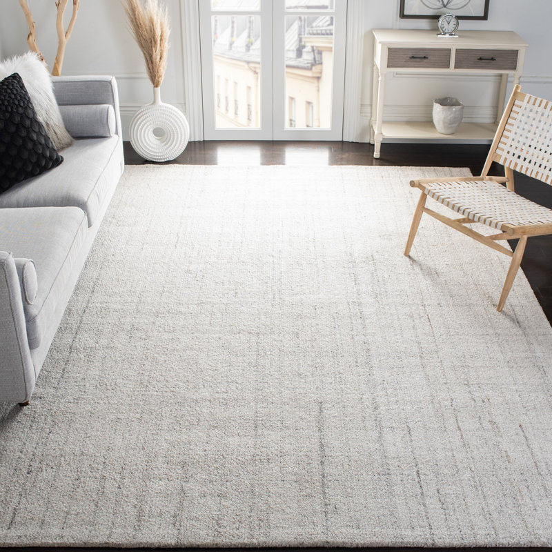 Mcentee Handmade Tufted Light Gray Area Rug, Rectangle 8' x 10'
