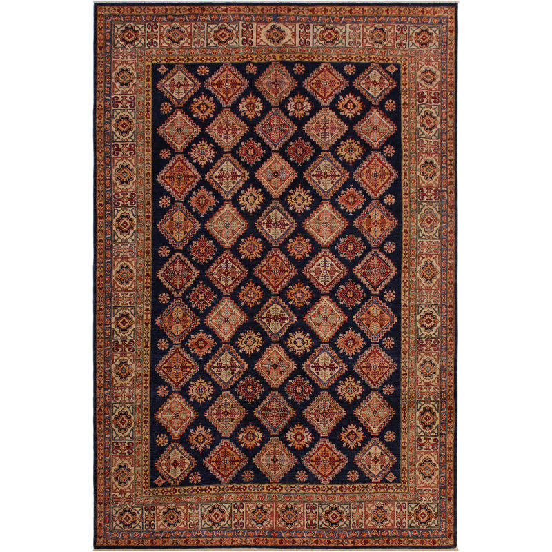 Tapis oriental rouge en laine noué à la main 8 pi 1 po x 9 pi 4 po Lovorko