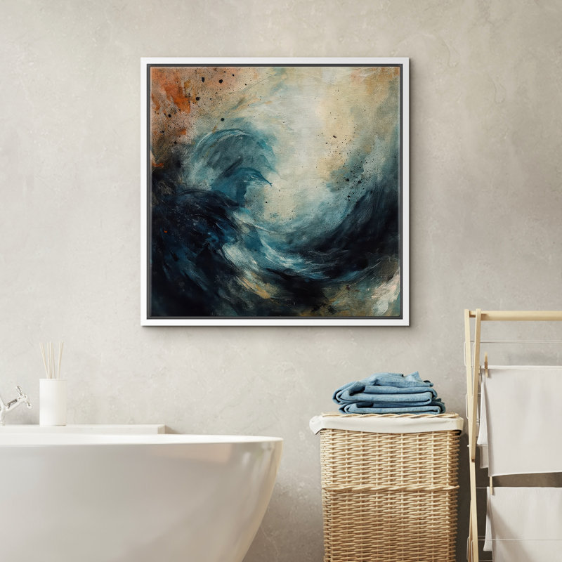 Reproduction d'art encadrée sur toile pour décor moderne neutre, H 16 po x l 16 po, Blanc