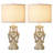Set of 2 Vintage Silent Clock Table Lamps with Touch Dimmer and USB Charging – Antique Farmhouse Style-1841708483
