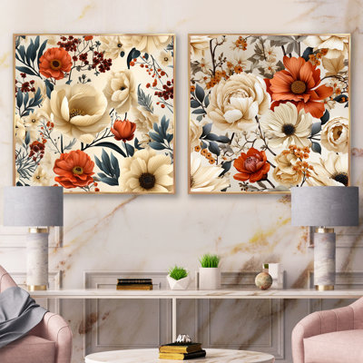 Bellête - Ensemble de 2 collages carrés floraux