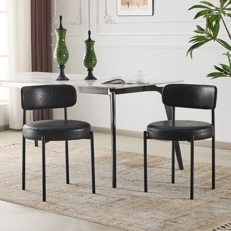 Chaises de salle à manger en cuir noir