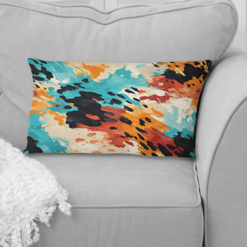 Artistique Expression Tell and Black - Coussin décoratif abstrait Coral Reef multicolore azur - Coussin décoratif