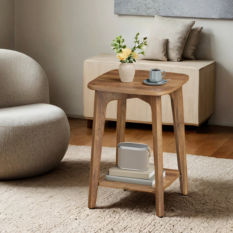 Square End Table, Honey Brown