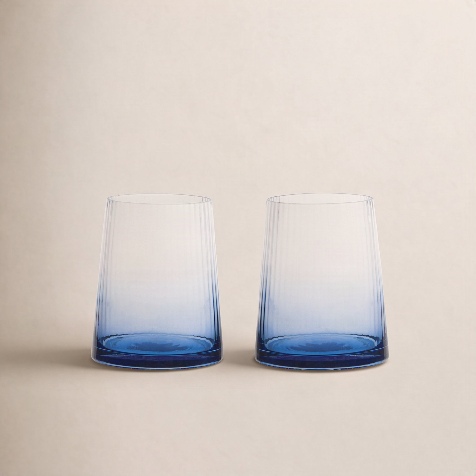 Zoya Ribbed Drinking Glass, Blue