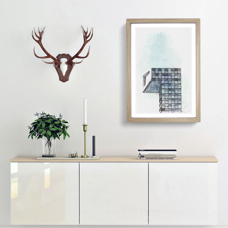 Sketching the Architecture Vol.54 - Picture Frame Drawing Print, Oak Framed, 87cm H x 62cm W x 2cm D
