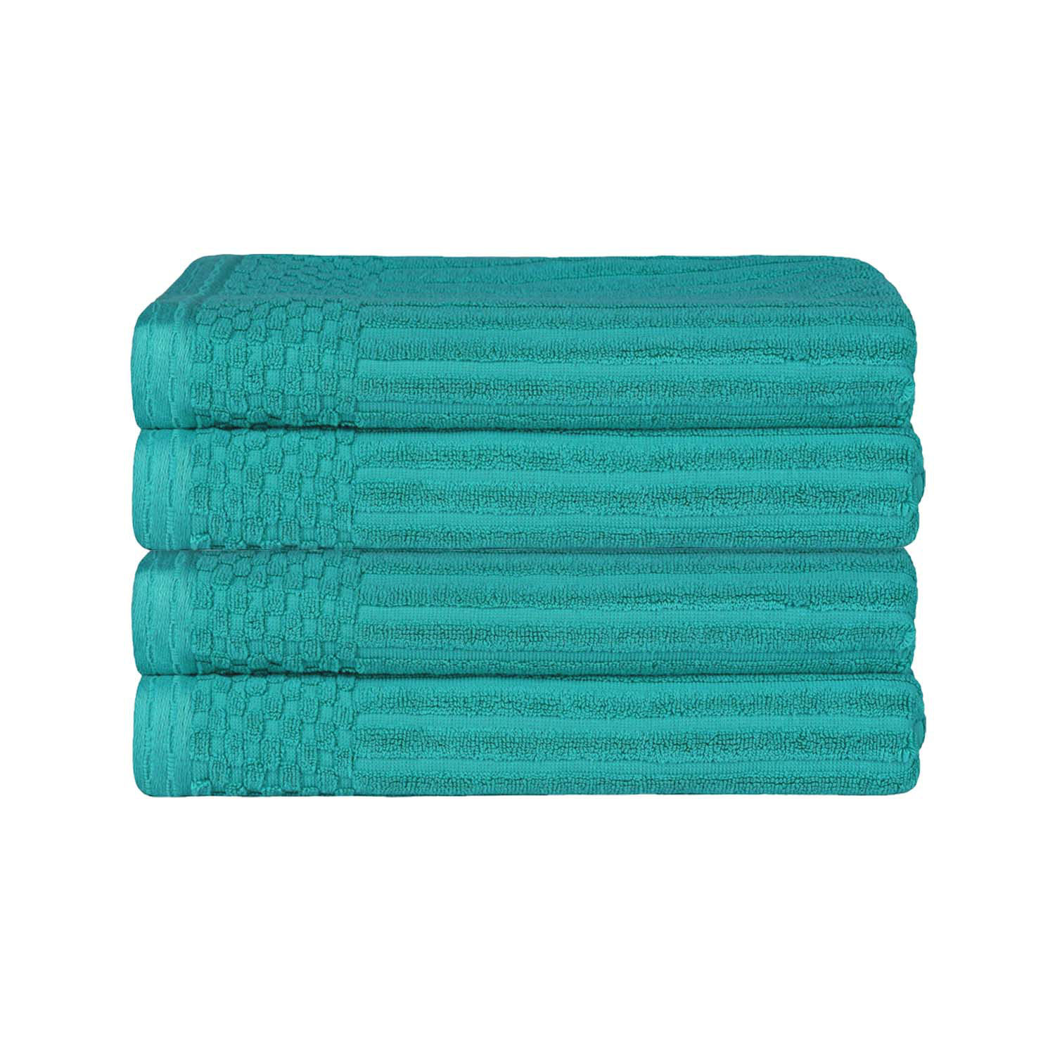 Ribbed Cotton Bath Towel, Turquoise