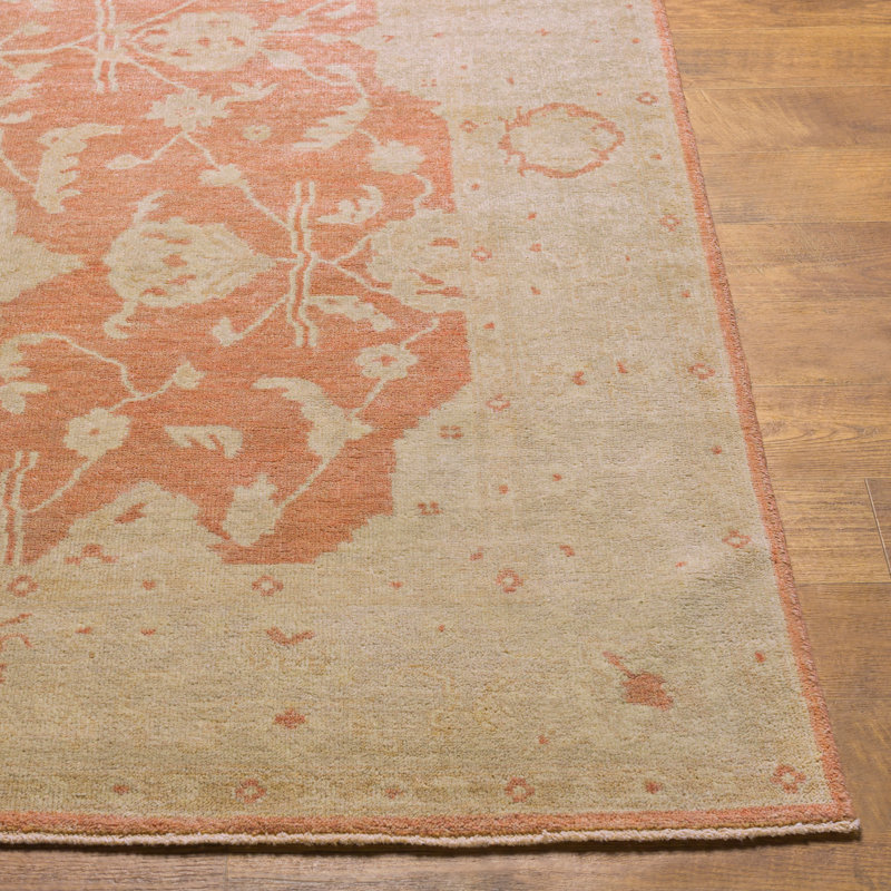 Normandy Wool Oriental Area Rug in Taupe/Red, Rectangle 9' x 13'