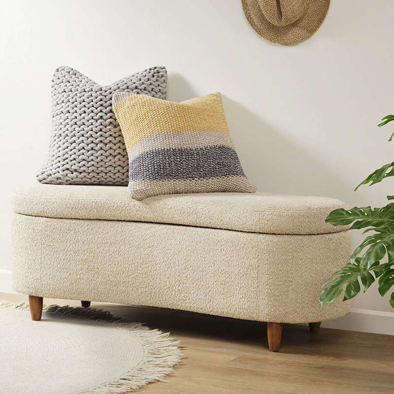 Bailey 48" Beige Boucle Flip Top Storage Bench