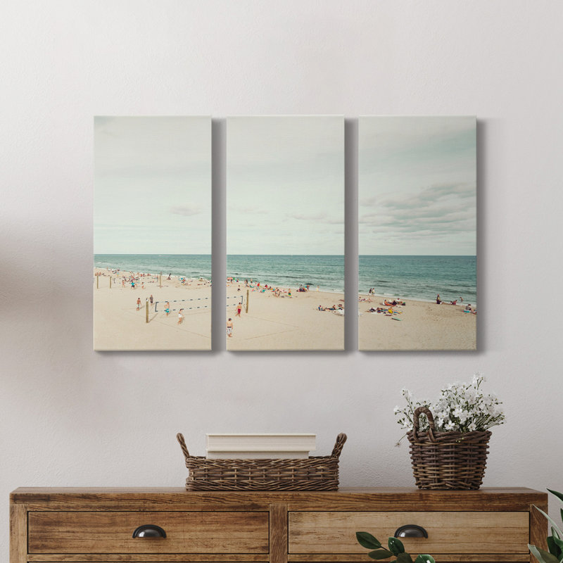 Deerfield Beach - peinture sur toile tendue 3 pièces, H 60 po x l 120 po x P 1 po