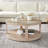 40Inch Large Curved 2 Tier Traditional Round Circle Wooden Center Coffee Table,Rounded Wooden Table With Wheels ,Table For Living Room,Office,Apartment-857167608