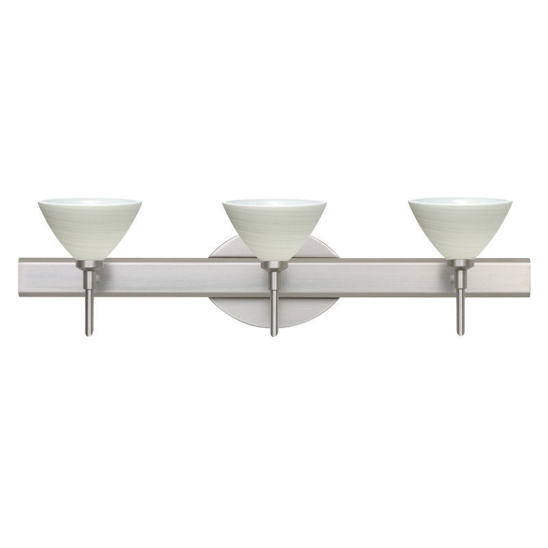 Pownal 3 - Light Dimmable Vanity Light, Satin Nickel, Chalk, Incandescent