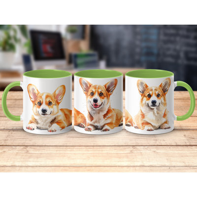 Three Adorable Watercolor Corgi Puppies Design 11oz Coffee Mug