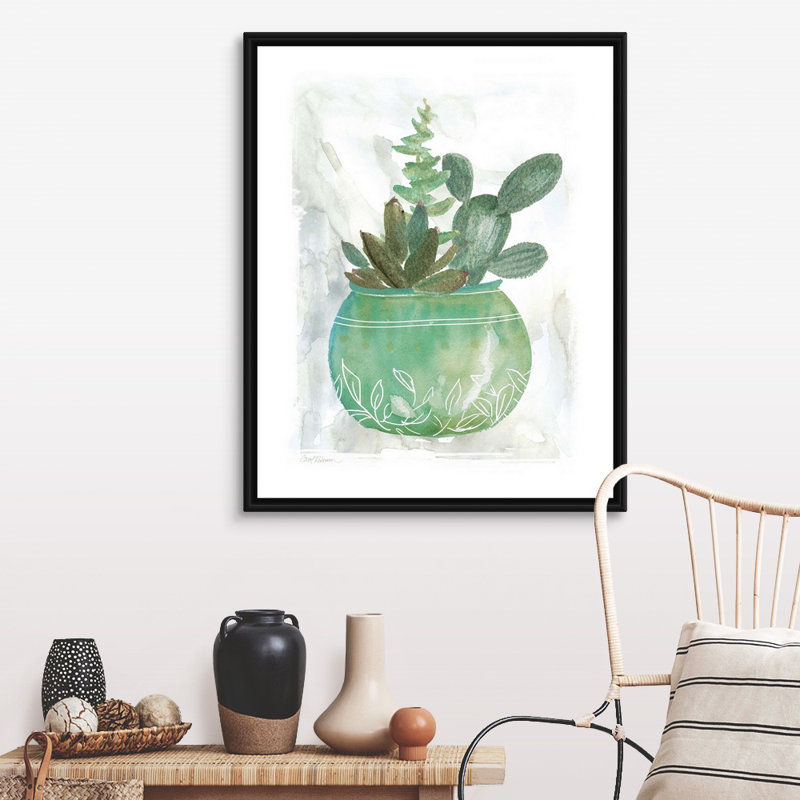 «Summer Succulent», art mural sur toile, Toile avec cadre noir, H 40 po x l 32 po x P 1,75 po