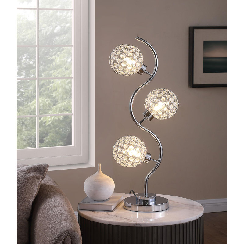 33-inch 3-light Curvy Metal Table Lamp Silver