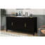 Table d'appoint U_Style de 63,1 po à 4 bandes verticales ondulées avec armoire de rangement élégante, pieds en bois massif peint, poignées en métal, convient au restaurant, au salon, à la cuisine ou au vestibule (noir)