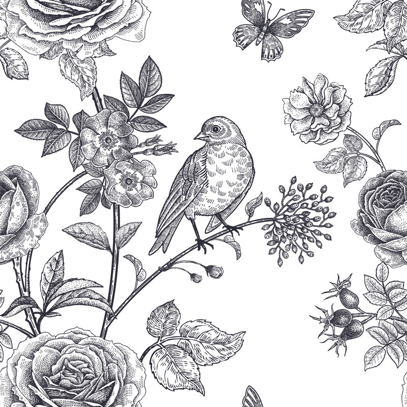 Applique murale amovible Victorian Garden Roses