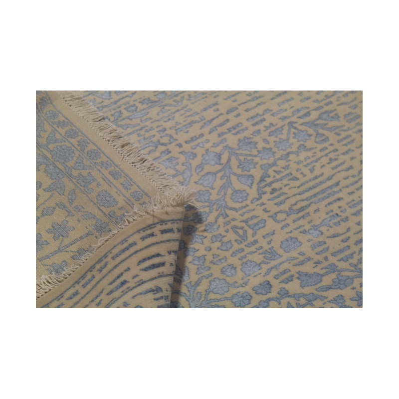 Tapis beige et bleu clair noué à la main de haute qualité