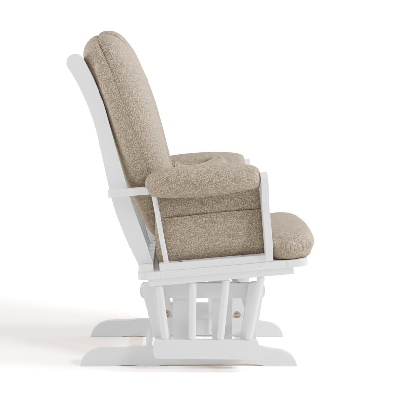 Tuscany Rocking Chair Glider with Ottoman, White, Taupe Swirl