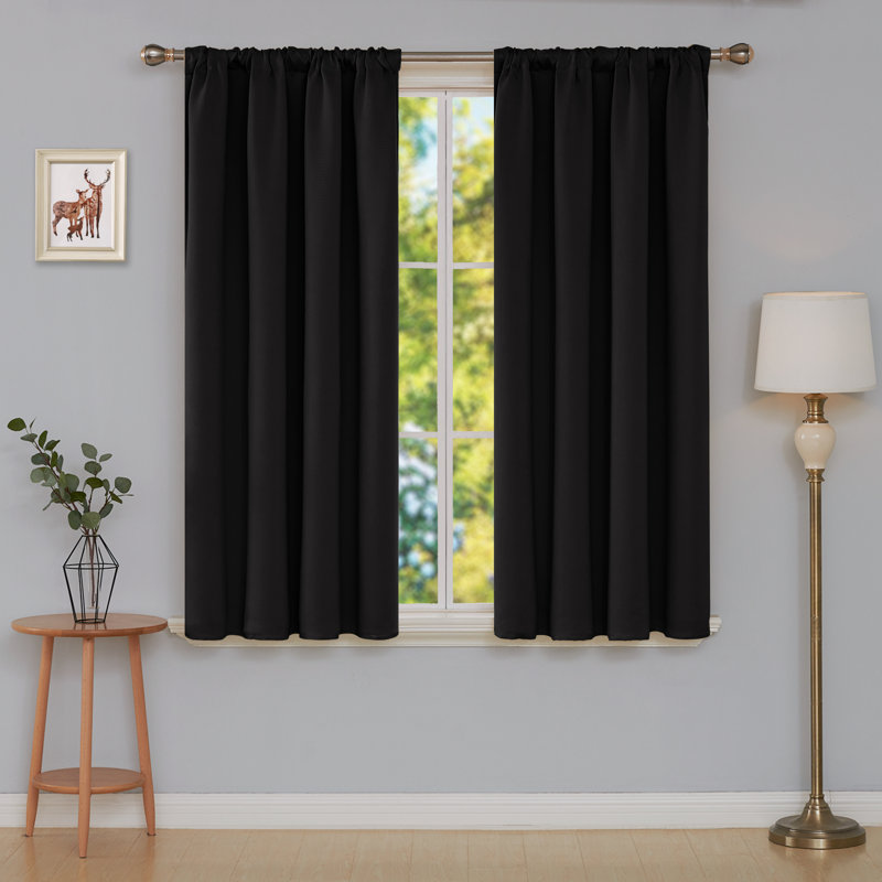 Maksymilan Room Darkening Curtain Pair, 38" W x 54" L, Black