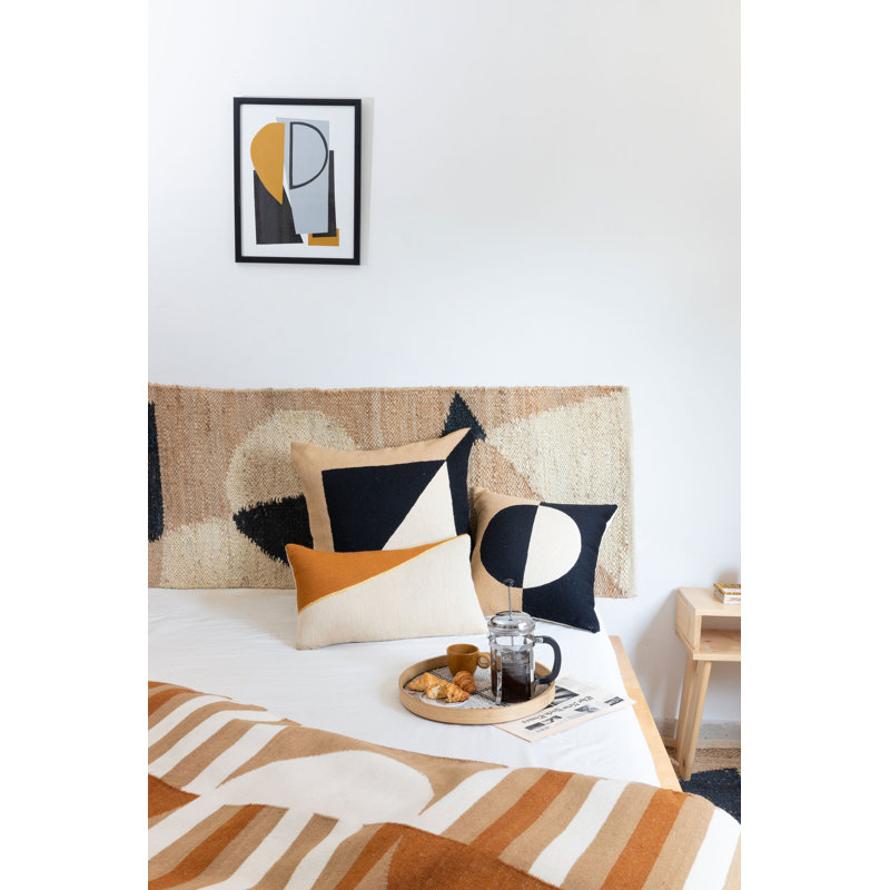 Marianne Wool Square Pillow Cover, Brown/Black